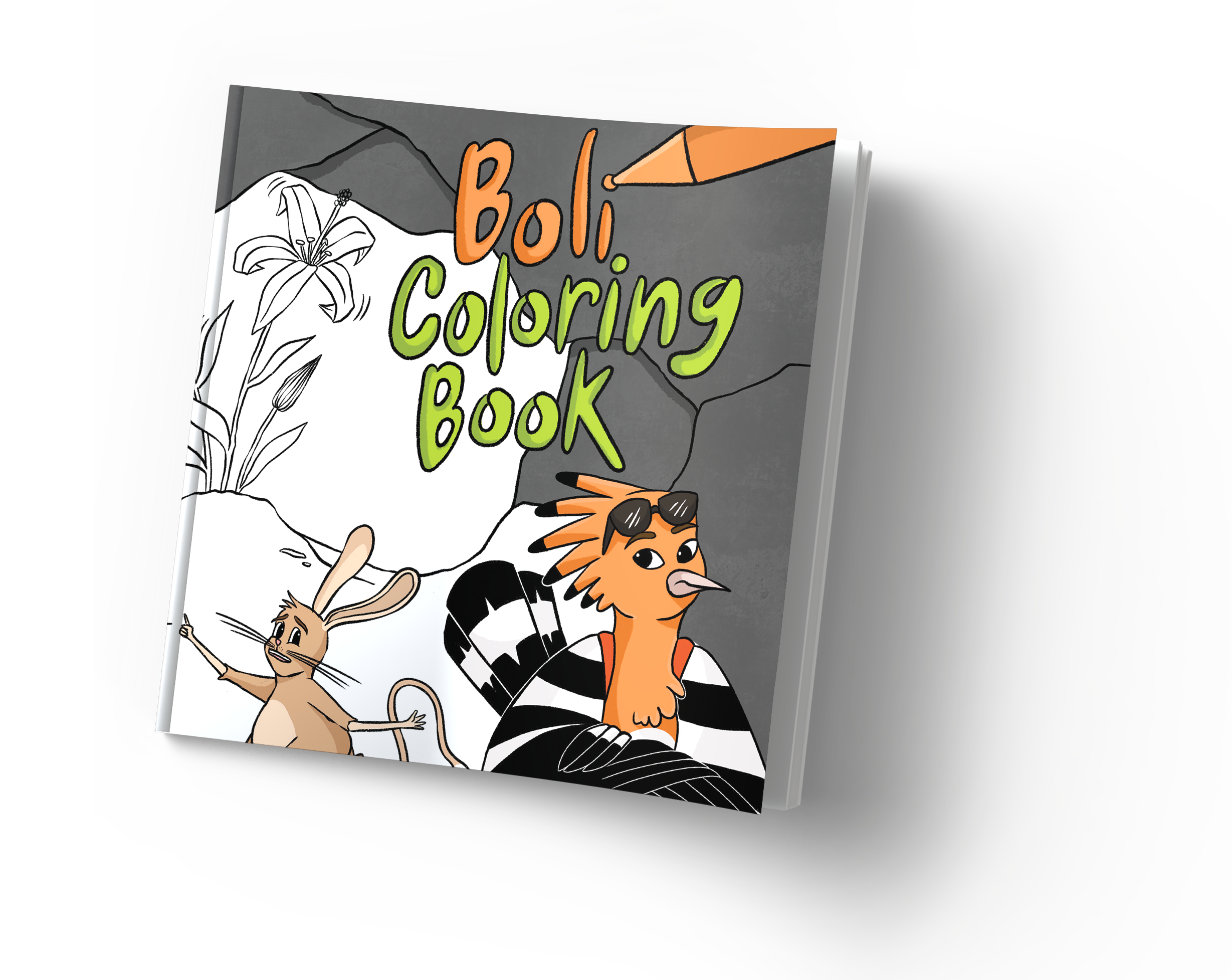 Coloring Book for Kids Cover Page, Boli and the Cave