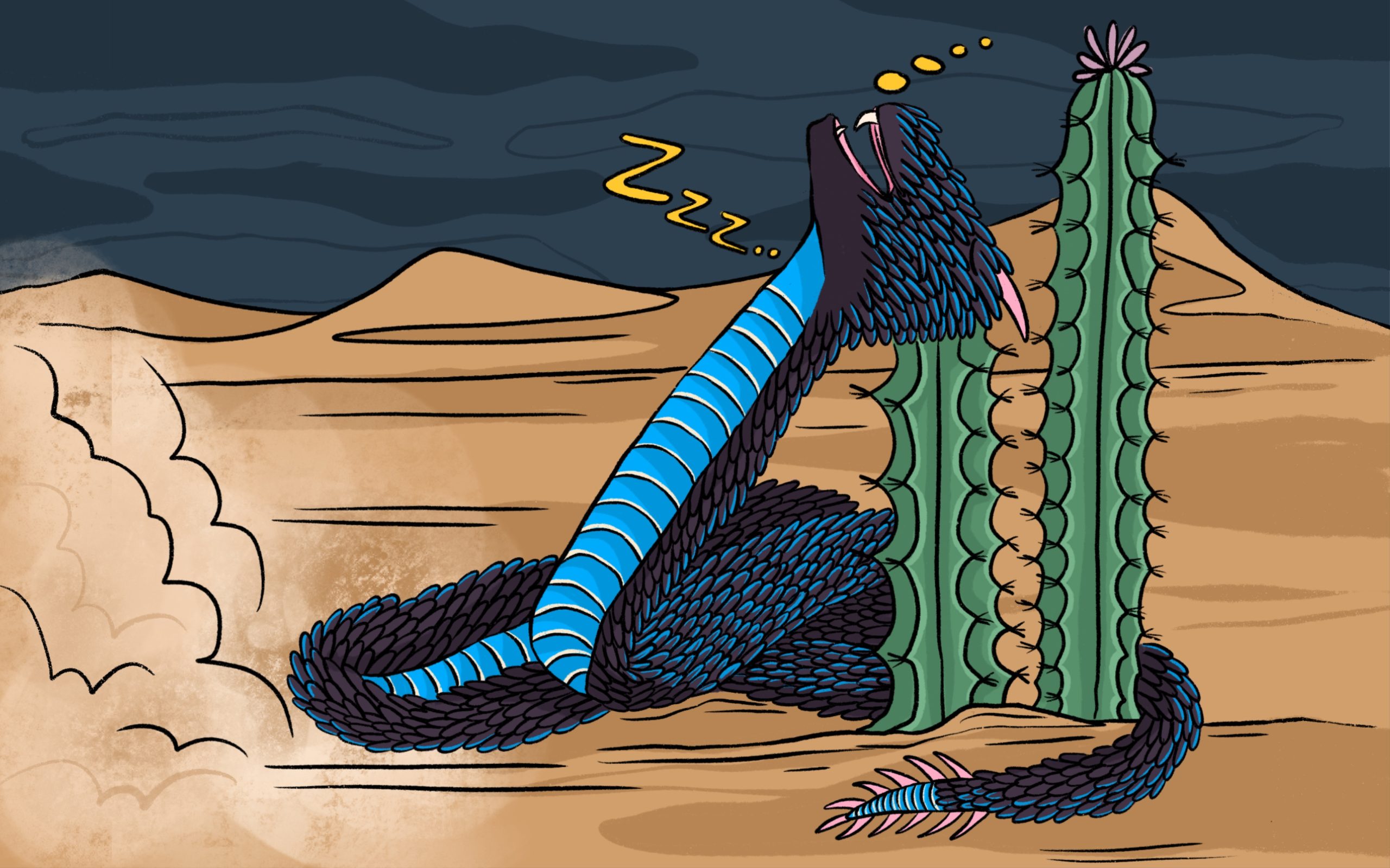 Drawing of Slammy the Snake from Illustrated Desert Animal Chapter Book